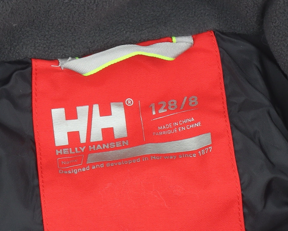 Helly Hansen Boys Red Waterproof Ski Jacket 8 Years Hooded Winter Coat