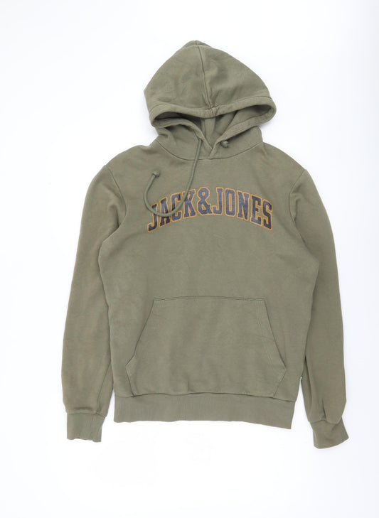 Mens UK S Regular JACK & JONES Green Pullover Hoodie