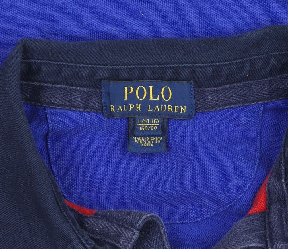 Ralph Lauren Boys Red Long Sleeve Rugby Polo Shirt Size 14-16 Years