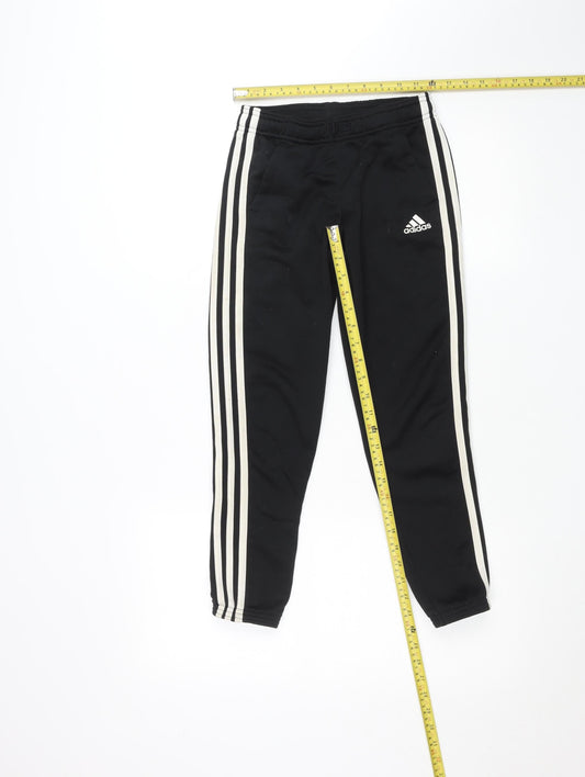 Adidas Boys Black 9-10 Years Track Pants with Side Stripes