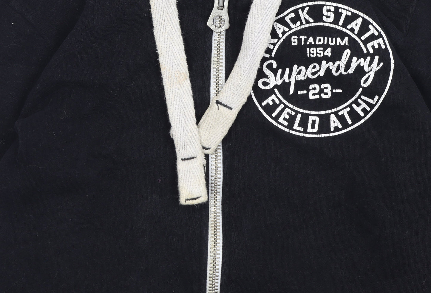 Superdry Women Black Full Zip Hoodie Size S Track & Field Logo