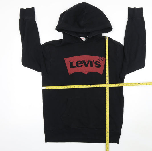 Levi's Men's Black Hoodie Large Pullover Graphic Print Cotton Sweatshirt