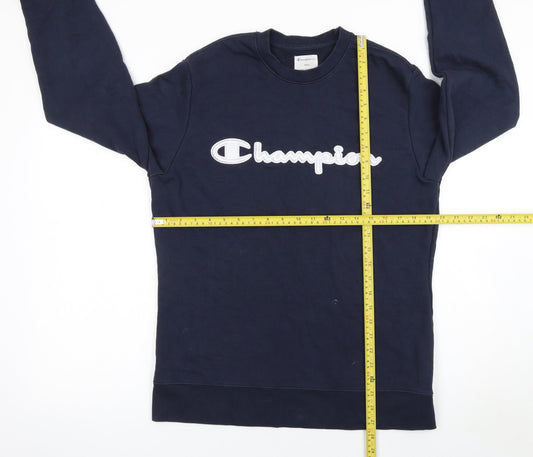 Champion Men's Blue Pullover Sweatshirt S Logo Crew Neck