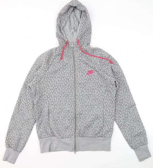 Womens UK L Regular Nike Grey Full Zip Hoodie
