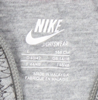 Nike Womens Grey Full Zip Hoodie Size L 14/16 Sportswear Printed