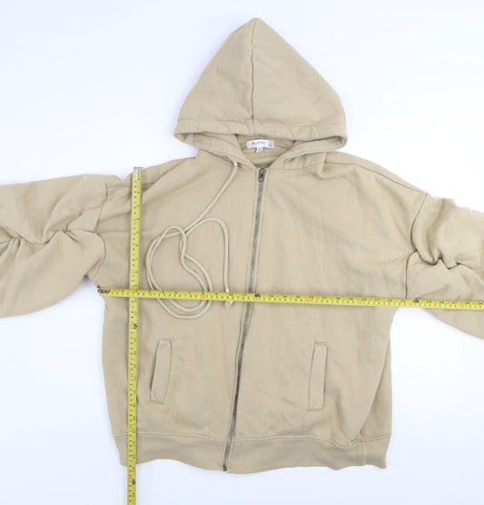 RE_STYLD Women’s Beige Hooded Zip Track Jacket Size 10 Cotton Blend