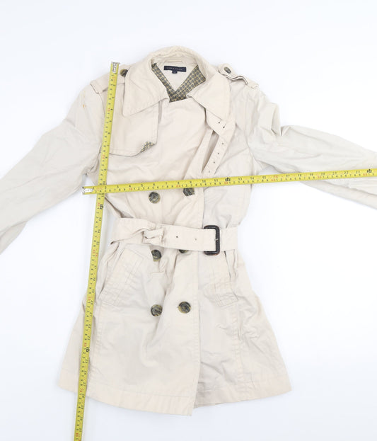Tommy Hilfiger Women's Beige XS Trench Coat Belted Cotton Classic Style