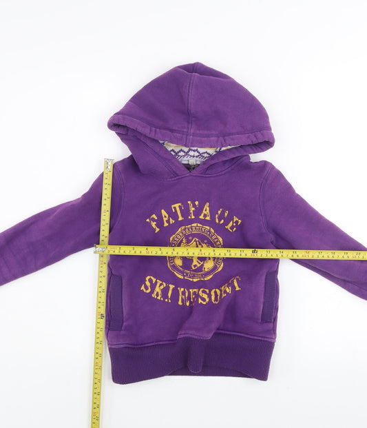FatFace Girls Purple Hoodie 8-9 Years Pullover Fleece Ski Resort Style