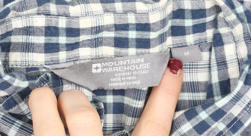 Mountain Warehouse Men's Blue Check Short Sleeve Cotton Shirt M