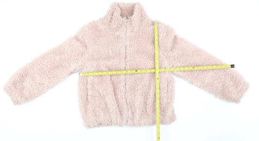 Dorothy Perkins Women Pink Faux Fur Full Zip Hoodie UK 16