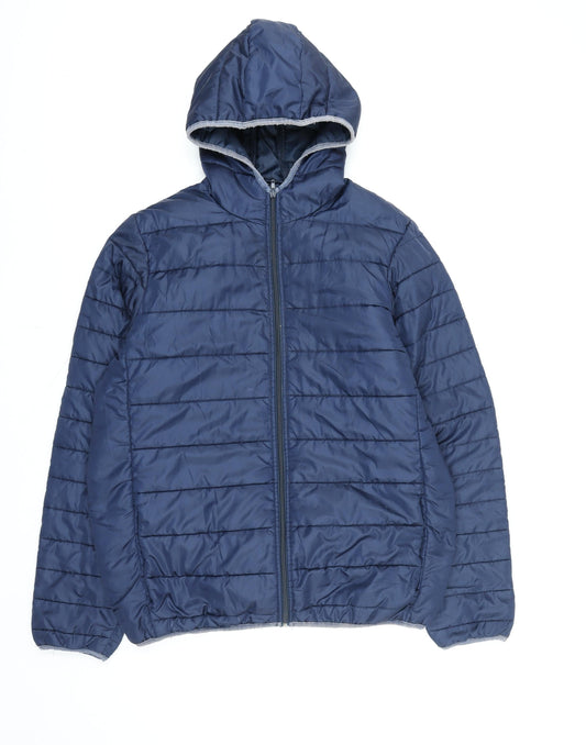 Fila Men's Blue L Hooded Puffer Jacket Waterproof Lightweight