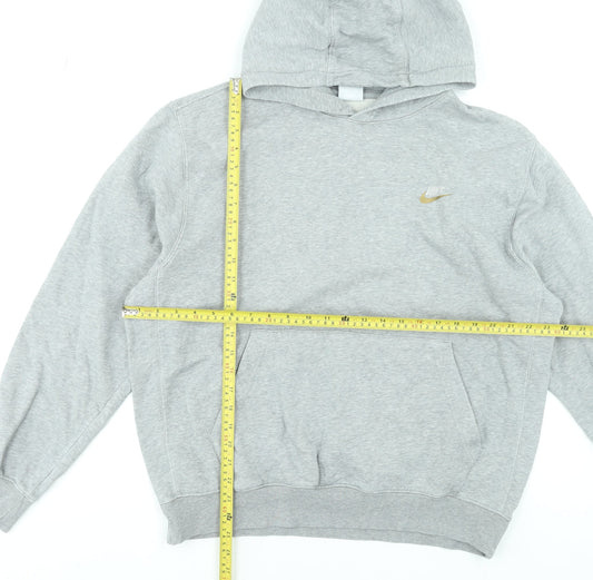 Nike Men's Grey Pullover Hoodie L Fleece Logo Sweatshirt