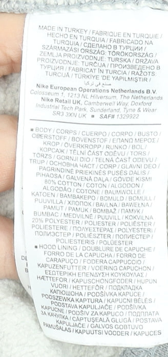 Nike Men's Grey Pullover Hoodie L Fleece Logo Sweatshirt