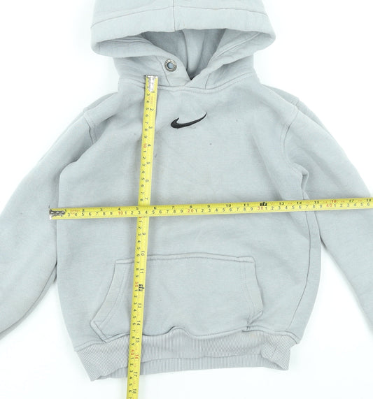Nike Boys Grey Pullover Hoodie 134-140cm Cotton Logo Sportswear