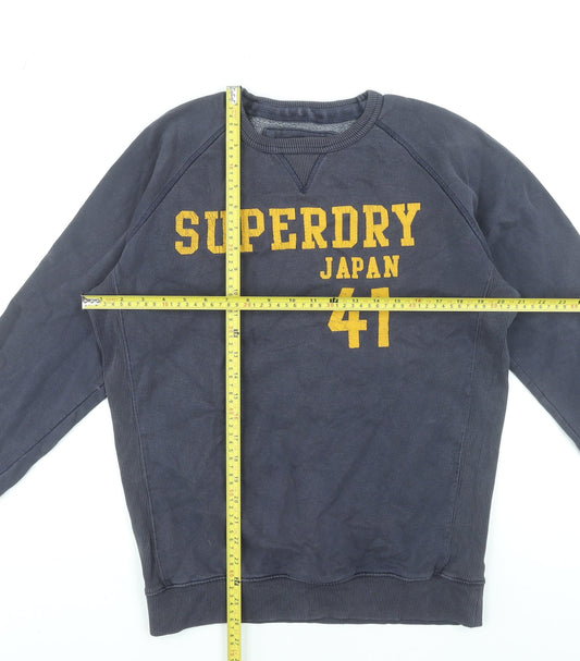 Superdry Men's Blue Pullover Sweatshirt L Crew Neck Vintage Logo