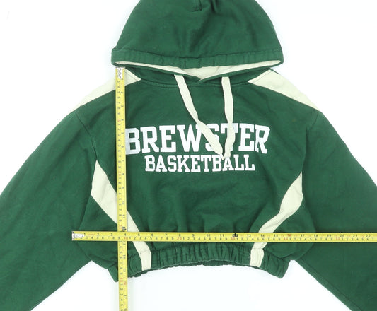 Holloway Womens Green Cropped Hoodie Brewster Basketball Medium