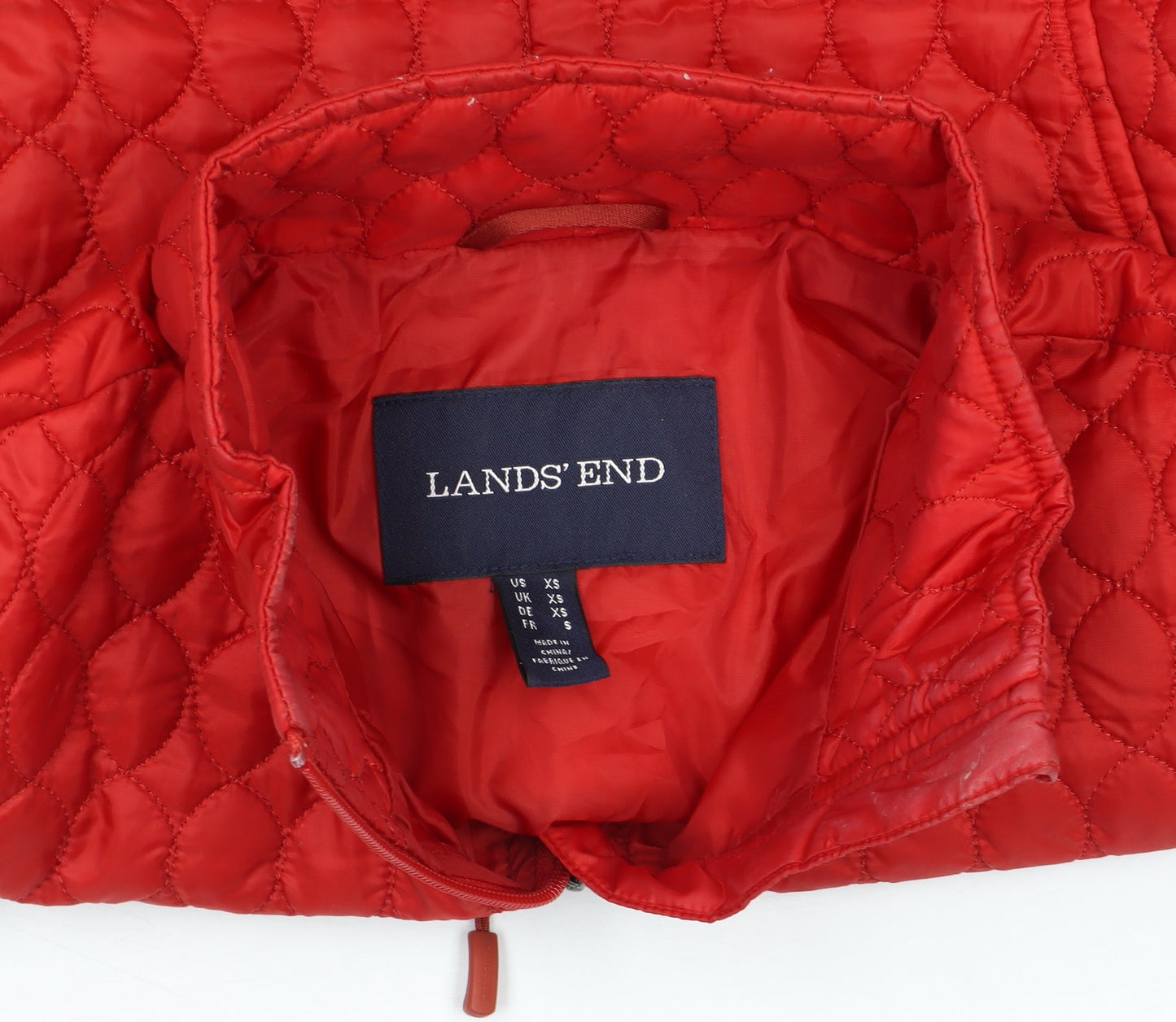 Womens UK Size XS Regular Lands' End Red Polyester Jacket