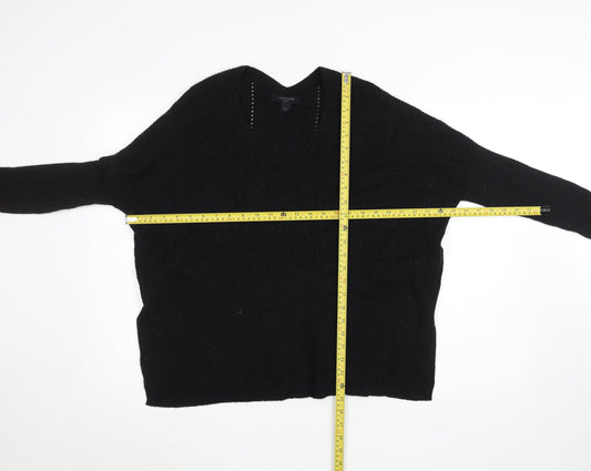 AllSaints Women's Black Wool Blend V-Neck Jumper Size S