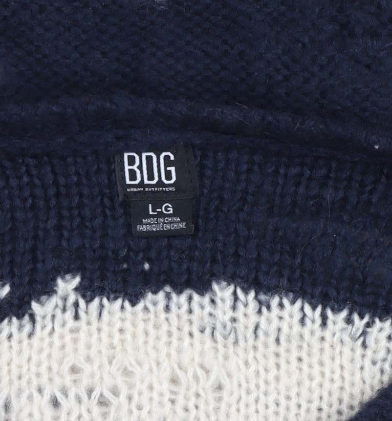 Additional view of BDG Men Blue Cream Striped Open-Knit jumper L