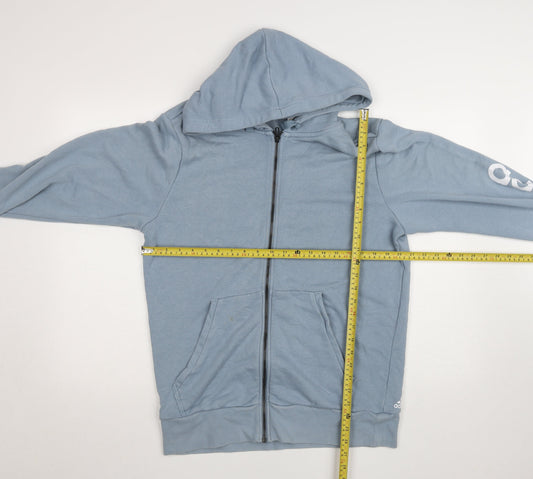 Adidas Mens Blue Full Zip Hoodie Size L Regular Fit Sportswear