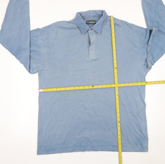 Hawkshead Men's Blue Long Sleeve Cotton Polo Shirt XL