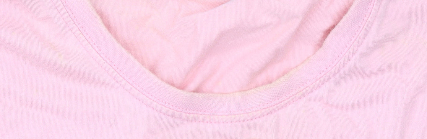 Champion Women's Pink Cotton Crew Neck Short Sleeve T-Shirt L