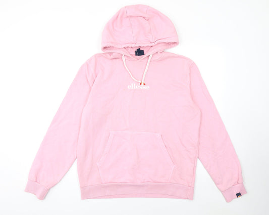 Womens UK 12 Regular ellesse Pink Pullover Hoodie