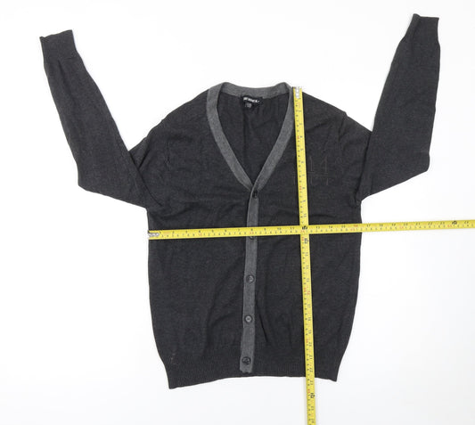 Rebel Boys Dark Grey Cotton Cardigan 152cm Button-Up V-Neck Jumper