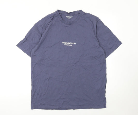 Mens UK Size L JACK & JONES Blue Cotton T-Shirt