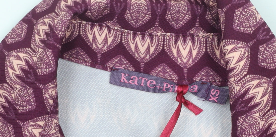 Kate & Pippa Women’s Purple Geometric Long Sleeve Shirt Dress XS
