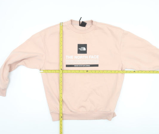 The North Face Womens Beige Pullover Sweatshirt Large Logo Fleece