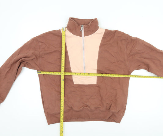 Nude Lucy Womens Brown 1/4 Zip Organic Cotton Pullover Sweatshirt XXS
