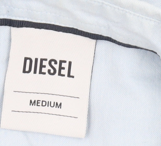 Diesel Men's Blue Short Sleeve Button-Up Cotton Shirt Size M