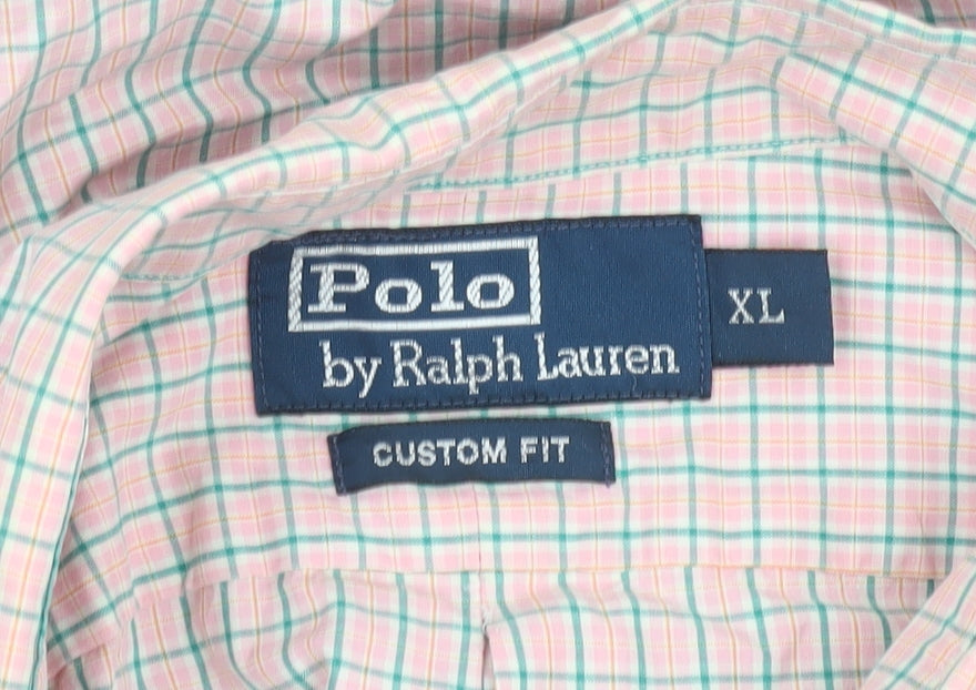 Ralph Lauren Men's Pink Check Slim Fit Cotton Long Sleeve Shirt XL