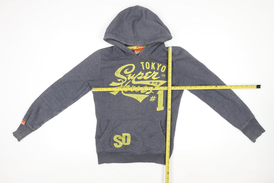 Superdry Men's Grey Pullover Hoodie Small Tokyo Superheroes Graphic