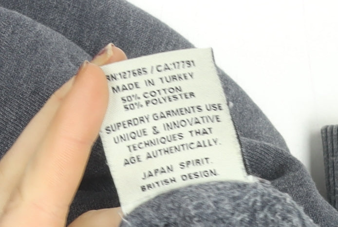 Superdry Men's Grey Pullover Hoodie Small Tokyo Superheroes Graphic