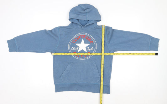 Converse Boys Blue Pullover Hoodie 10-12 Years Graphic Print Cotton Blend