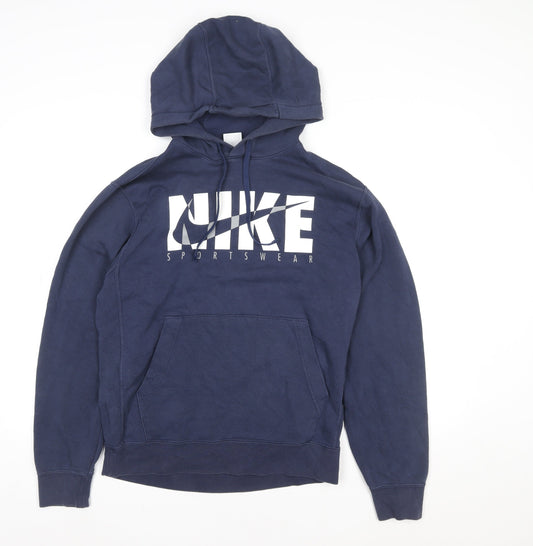 Mens UK S Regular Nike Blue Pullover Hoodie