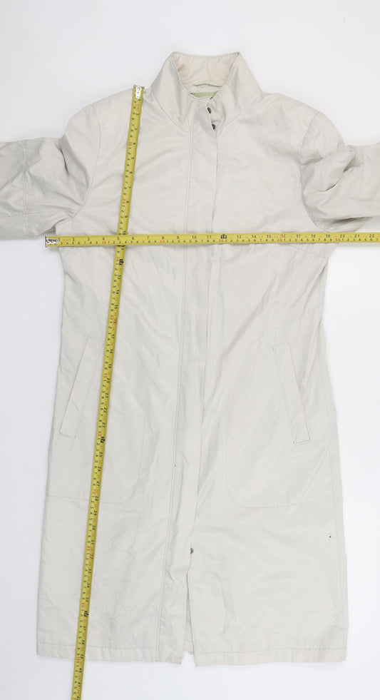 Nuage Women Ivory Long Rain Coat Size 12 Cotton Blend Water Resistant