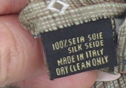 Brand and care label for Jaeger Men's Beige Geometric Pattern 100% Silk Tie Made in Italy