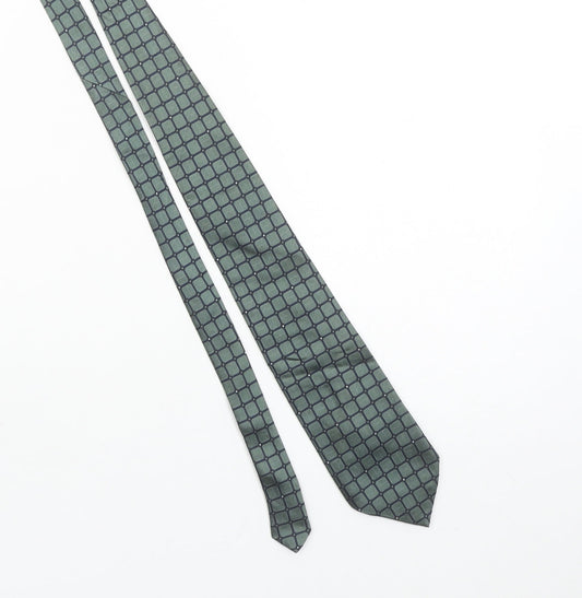 Debenhams & Freebody Men's Green Geometric 100% Silk Pointed Tie