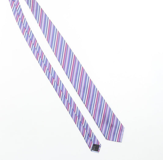 British Tailor Men's Purple Striped Silk Designer Tie One Size