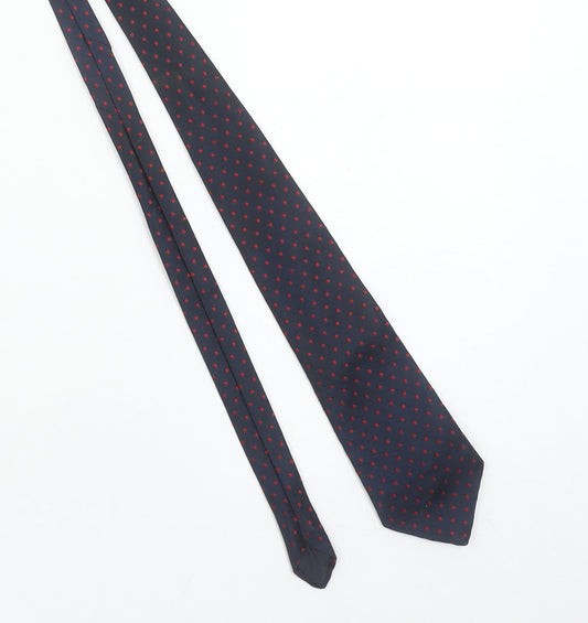 Enrico Rossini Men's Blue Red Polka Dot Slim Tie Polyester