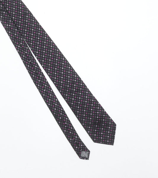Butler & Webb Men's Black Silk Polka Dot Slim Tie