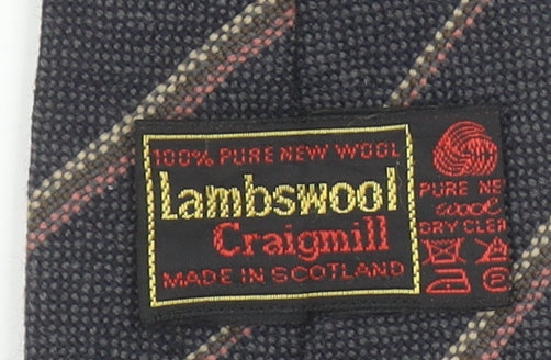 Craigmill Men's Black Striped Wool Slim Tie Made in Scotland