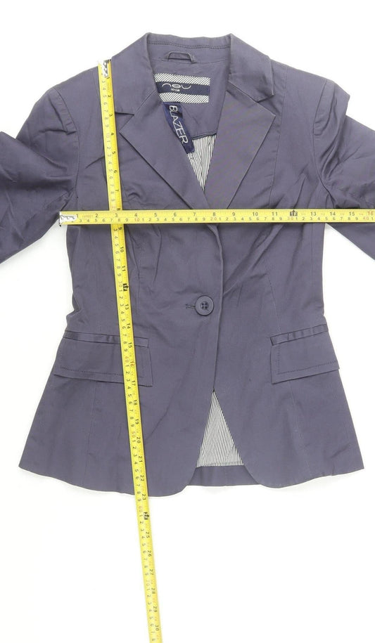 New Look Women Blue Slim Fit Cotton Blazer UK 8 Smart Casual