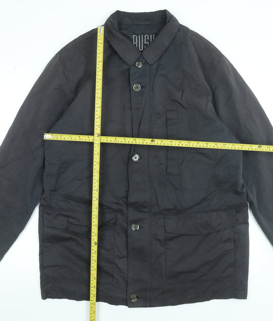 Bush Men's Black 42 Basic Cotton Blend Button Jacket