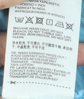 Superdry Men's Blue V-Neck Cotton T-Shirt Size L