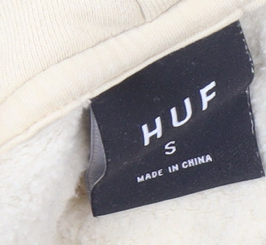 HUF Women’s Beige Pullover Hoodie Small Relaxed Fit Casual Sweatshirt