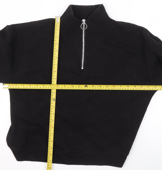 Pull&Bear Womens Black 1/2 Zip High Neck Sweatshirt Size 12